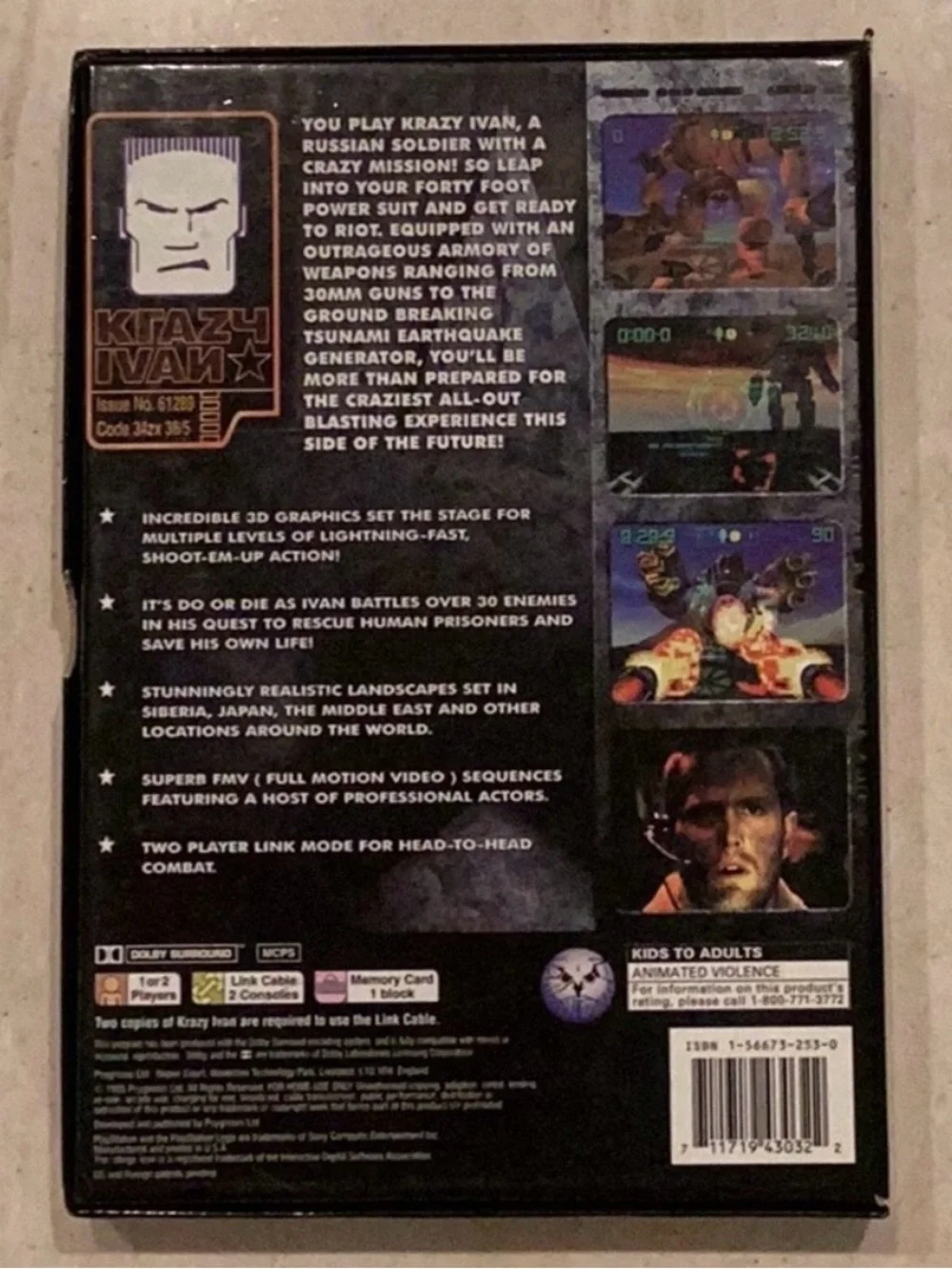 Krazy Ivan PlayStation Long Box PS1 Game PS1 CIB Tested
